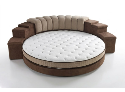 Lit rond Lits de design ronds Textile Double Hôtel de luxe Cadre Chambre de sommeil