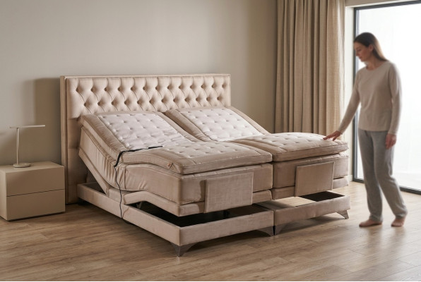 Lit orthopédique double avec fonction réglable incluant un matelas