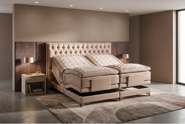 Lit orthopédique double avec fonction réglable incluant un matelas