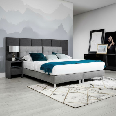 Lit de designer Chambre à coucher Lits Textile Cuir Hôtel de luxe Rembourrage Velours Gris nouveau
