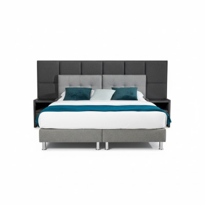 Lit de designer Chambre à coucher Lits Textile Cuir Hôtel de luxe Rembourrage Velours Gris nouveau