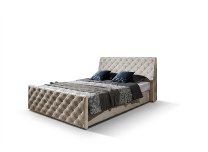 Lit Chesterfield Chambre Lits Textile 200x200cm Velours Grand Hôtel Beige neuf