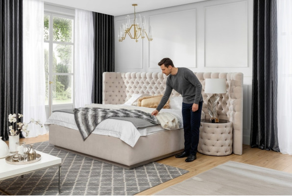 Chesterfield Hôtel Lit Double en Cuir Rembourré Lits de Chambre de Luxe
