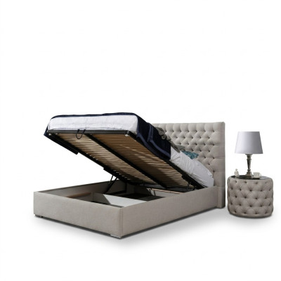 Lit moderne blanc élégant Lit double Chesterfield design Lits rembourrés Lit