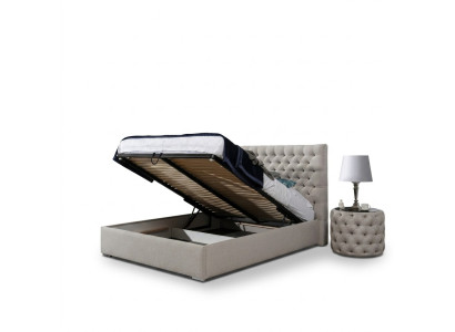 Lit moderne blanc élégant Lit double Chesterfield design Lits rembourrés Lit