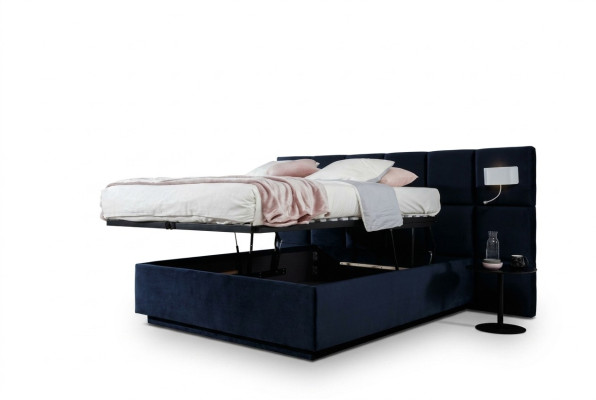 Lit double Lits Chambre de luxe 200x200cm Lit base en tissu Éclairage neuf