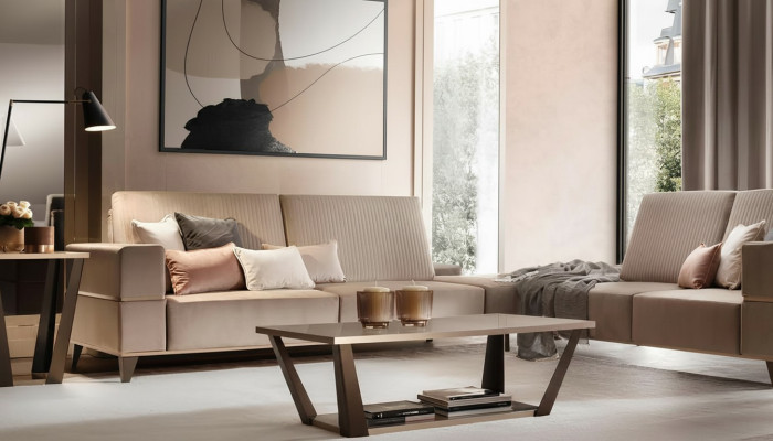 Table basse Table Rembourrage Design Table en verre Table d'appoint Bois Canapé Canapé Brun Tables