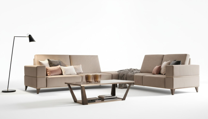 Table basse Table Rembourrage Design Table en verre Table d'appoint Bois Canapé Canapé Brun Tables
