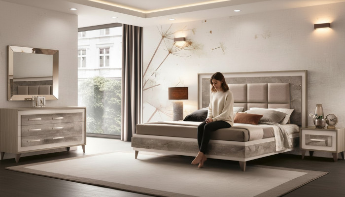 Chambre de luxe Lit Lit double Moderne Bois Rembourrage en velours Lits de luxe neufs