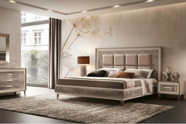 Chambre de luxe Lit Lit double Moderne Bois Rembourrage en velours Lits de luxe neufs
