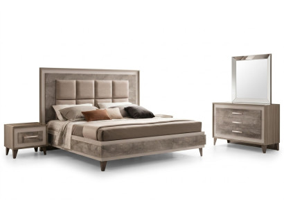 Lit Table de chevet 3 pièces. Ensemble de chambre à coucher de luxe moderne complet de meubles italiens