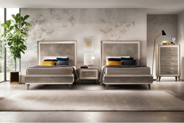 Chambre Ensemble Lit Tables de chevet Commode Style Suite Mobilier italien 4 pièces
