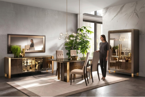 Table de salle à manger moderne + ensemble de 6 chaises de style italien