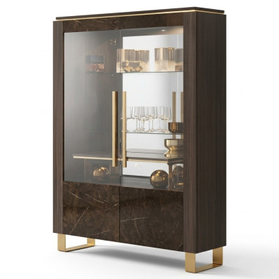 Vitrine en verre Vitrine Vitrines Armoire de luxe Style bois Étagères en verre Armoires