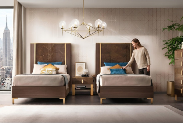 Chambre Lit de luxe en bois 120x200cm Lit royal Lit de luxe nouveau