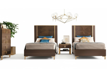 2x Lit + Table de chevet 3 pièces. Ensemble de chambre à coucher de luxe design