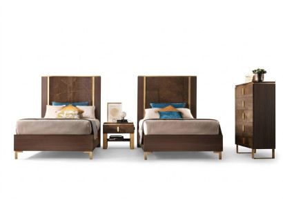 Lit Table de chevet Tabouret 4 pcs. Ensemble de chambre à coucher Design Lits modernes de luxe