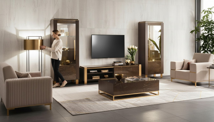 Ensemble de meubles de salon, bahut de salon design, 2x vitrine 3 pièces.