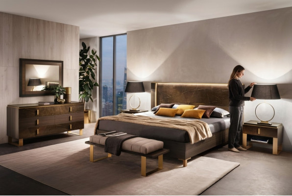 Chambre de luxe lit double Style moderne Lits rembourrés italiens