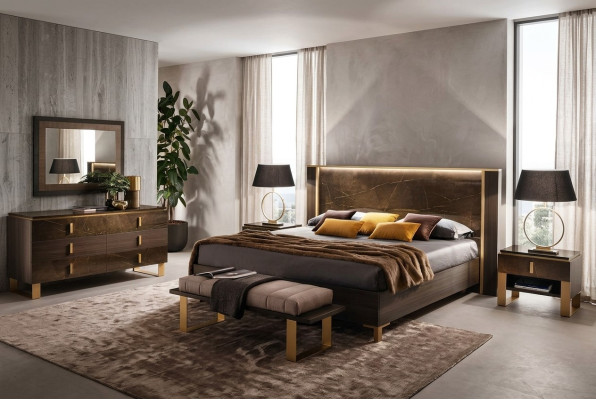 Chambre de luxe lit double Style moderne Lits rembourrés italiens
