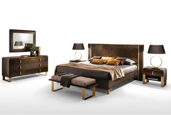 Chambre de luxe lit double Style moderne Lits rembourrés italiens