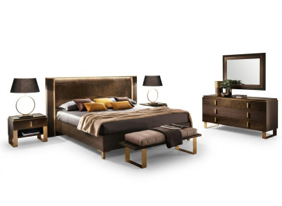 Ensemble de chambre à coucher moderne de luxe, 2 tables de chevet italiennes, ensemble de 3 pièces.