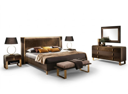 Ensemble de chambre à coucher Lit Tables de chevet Tabouret Lits Design Meubles italiens 4 pièces