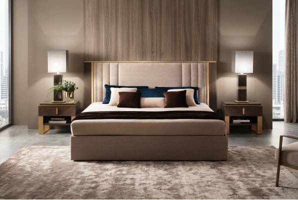 Lit 2x Table de chevet 3 pcs Ensemble de chambre à coucher Design Moderne Luxe Italien