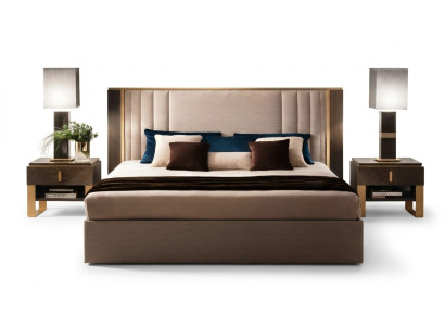 Lit 2x Table de chevet 3 pcs Ensemble de chambre à coucher Design Moderne Luxe Italien
