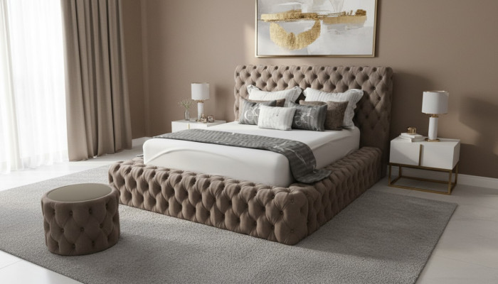 Textile de lit Meubles de chambre de luxe Lits modernes Chesterfield Boxspring nouveaux