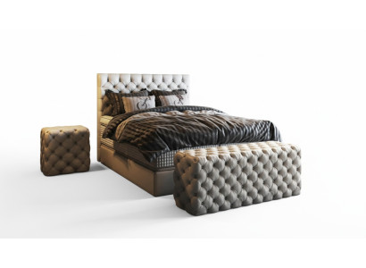 Lit 2x Table de chevet 3 pièces Ensemble de chambre à coucher Design Meubles de luxe Lits modernes neufs