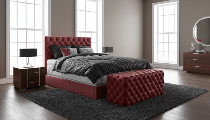 Lit Boxspring de luxe Chambre à coucher Lits Design Meubles Velvet Matelas Complet