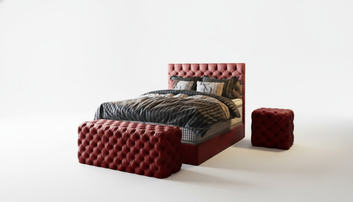 Lit Boxspring de luxe Chambre à coucher Lits Design Meubles Velvet Matelas Complet