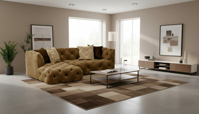 Chesterfield canapé d'angle en forme de L Design Textile Upholstery Suite Canapé d'angle nouveau