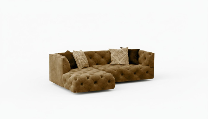 Chesterfield canapé d'angle en forme de L Design Textile Upholstery Suite Canapé d'angle nouveau