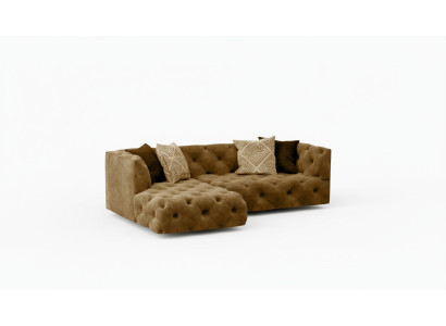 Chesterfield canapé d'angle en forme de L Design Textile Upholstery Suite Canapé d'angle nouveau