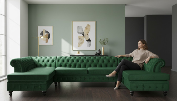Chesterfield salon canapé ensemble de salon XXL sofa canapés coin rembourré velours