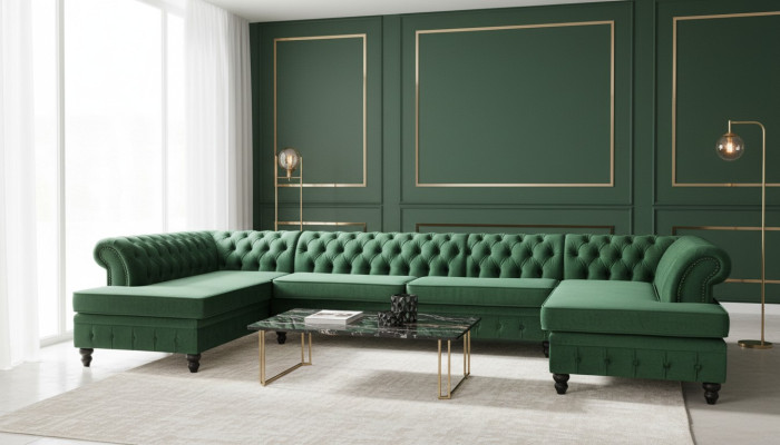 Chesterfield salon canapé ensemble de salon XXL sofa canapés coin rembourré velours