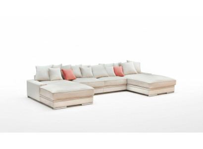 Canapé d'angle de design moderne en tissu de luxe en forme de U, nouveau coin paysager rembourré