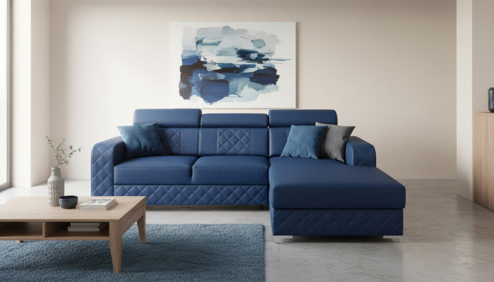Canapé d'angle en cuir en forme de L Design de mobilier moderne Paysage de vie Canapé en tissu velours Textile