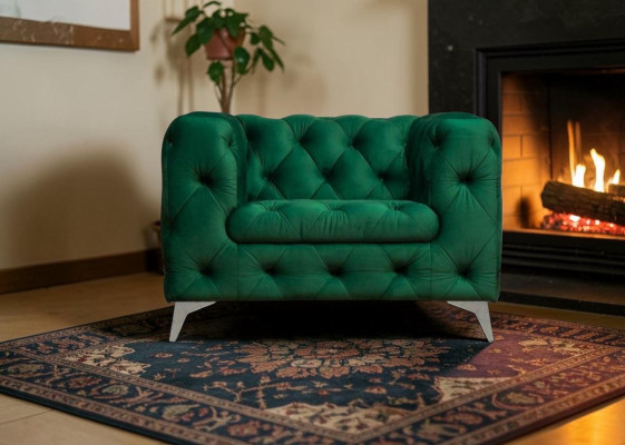 Fauteuil Chesterfield Luxe Chesterfield Une Place Canapé Rembourrage Velours Lounge Club