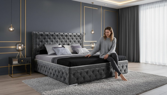 Cadre de lit Tissu Meubles Lits de luxe Lit Textile Design de chambre Textile neuf