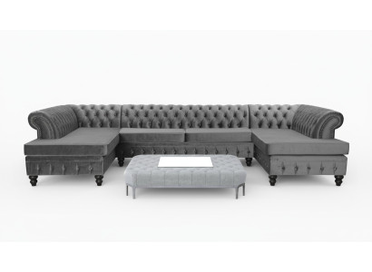 Chesterfield canapé d'angle en velours en forme de U, paysager de salon, coin salon, canapé, canapés, neuf