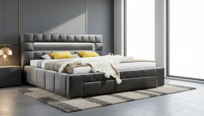 Lit comprenant un éclairage LED Conception de chambre à coucher Mobilier de lit Lits modernes Luxe Double