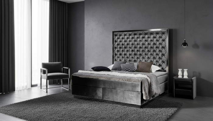 Lit Boxspring 2x Table de chevet 3 pces Ensemble de chambre à coucher Meubles Lits de luxe neufs