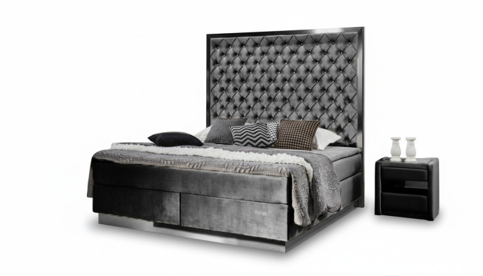 Lit Boxspring 2x Table de chevet 3 pces Ensemble de chambre à coucher Meubles Lits de luxe neufs