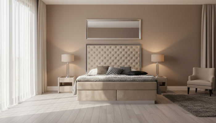 Lits complet Boxspring de luxe Design de lit en acier inoxydable.
