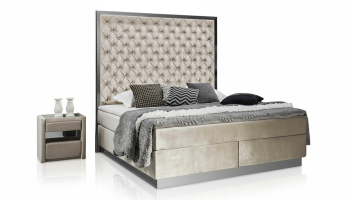 Lits complet Boxspring de luxe Design de lit en acier inoxydable.
