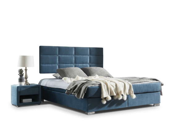Lit à ressorts de boîte de luxe 140 160 180 x 200cm Lits Chambre Double Meubles de Chambre Tissu