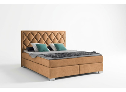 Luxueux lit Box Spring en tissu Hotel Beige Lits Mobilier Chambre Design Double